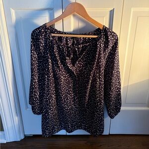 Ann Taylor Blue/White Polka Dot Top - Size XL